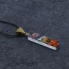1pc 7 Chakra Crystalized Pendant; Colored Pendant Jewelry Necklace With Leather Lanyard For Men