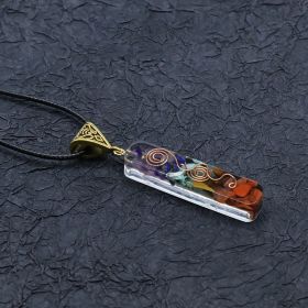 1pc 7 Chakra Crystalized Pendant; Colored Pendant Jewelry Necklace With Leather Lanyard For Men