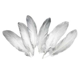 50 Pcs DIY Silver Feathers for Crafts Decoration Accessories, 4-6 inch