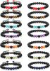 14 Pcs Lava Rock Chakra Stone Essential Oil Diffuser Bracelets Adjustable Yoga Bead Bracelet Set for Women Men Braided Rope Natural Meditation Colorfu