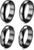 4 Pcs Magnetic Ring for Women Men; Black Hematite Stone Band Ring Fidget Anxiety Ring Balance Root Chakra; Absorbs Negative Energy Gifts