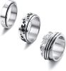 3Pcs Stress Relieving Meditation Spinner Ring Boho for Women Mens Stainless Fidget Band Cool Rings Moon Star Celtic Size 7