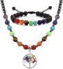Women Men's 7 Chakra Necklace Bracelet Set Healing Crystal Energy Lava Stone Beads Yoga Meditation Pendant Necklace Bracelet Jewelry