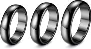 Hematite Ring Genuine Hematite Rings for Women Men Unisex; Black Hematite Stone Ring Anxiety Balance Root Chakra; absorbs Negative Energy and Break Je