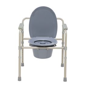 Iron Frame Folding Toilet Seat Beige White AL