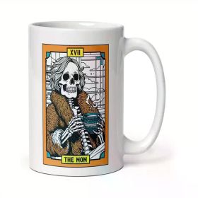 White Ceramic Mug - The Mom Tarot Card Mug - for Family Office Friends Couples, on Birthday Father'S Day Mother'S