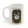 11oz Siberian Husky Tarot Card Ceramic Mug - Double-Sided Print with Mystical Night Sky, Stars & Sunflowers - Unique
