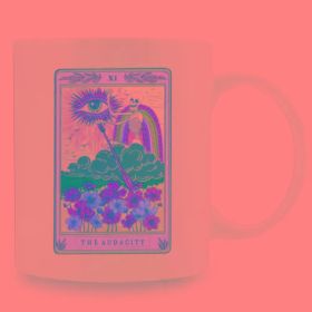 1pc 11oz Audacity Tarot Card Ceramic Coffee Mug with Handle, Mystical Skeleton & Vibrant Artwork, Reusable for