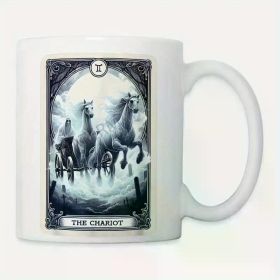 Gothic Ethereal Chariot Tarot Card Design Ceramic Coffee Mug 11oz – Triumph & Control Symbolism, Mystical Artwork,