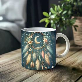 1pc_Dream catcher ceramic cup 11 ounces, coffee/tea/wine glass, suitable for Valentine's Day, birthdays, home decor,
