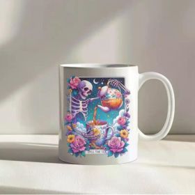 1pc Spill The Tea Tarot Card Skeleton Flowers Funny 11oz Mug