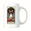 1pc 11oz Ceramic Coffee Mug with The Devon Rex Tarot Card Design - Mystical White Mug with Cat Illustration, Perfect