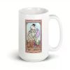 11oz Skeleton Lovers Tarot Card Ceramic Coffee Mug – Romantic Skeleton Design with Floral Accents, Perfect for