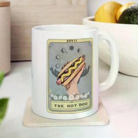 Hot Dog Mug, The Hot Dog Tarot Card Mug, Hotdog Lover Gifts Hot Dog Gift, 11oz White Mug with Double Side Print, A