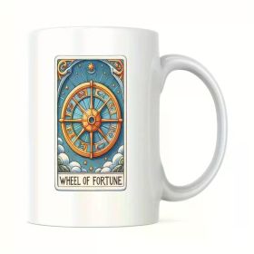 Wheel Of Fortune Tarot Card 1pc 11oz Coffee Ceramics Mug, Water Cup for Home Office Kitchen Use, Funny Motivational