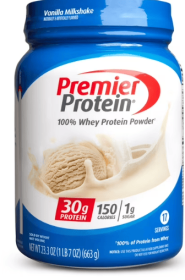 Premier Protein 100% Whey Protein Powder, Vanilla Milkshake, 30g Protein, 23.3 oz, 1.7 lb
