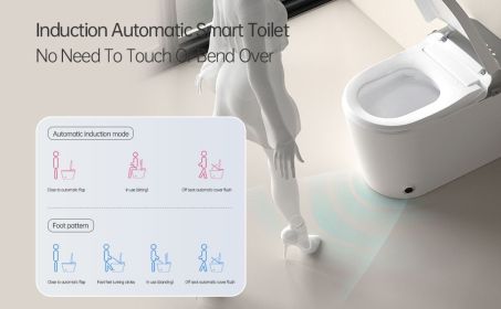 Smart Bidet Toilet with Remote Control.Raised Tankless Toilet with LED Display. Auto Open/AutoHeated. Seat Toilet Bidet with Aromatherapy System.Warm