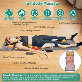 Full Body Electric Massage Mat with Heat Vibration Massage Pad Cushion Back Massage Mattress Chair Pad with Neck Massage Pillow with 10 Vibration Moto
