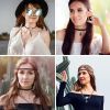 4Pcs Suede Leather Choker Necklace Tribal Boho Beaded Leather Necklace Adjustable Vintage Bohemian Native American Hippie for Women