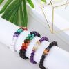 4Pcs Chakra Bead Bracelet for Men Women Natural Stone Lava Amethyst Howlite Tiger Eye Elastic Adjustable Oil Diffuser Bracelet Set for Couple