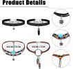 4Pcs Suede Leather Choker Necklace Tribal Boho Beaded Leather Necklace Adjustable Vintage Bohemian Native American Hippie for Women