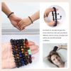 4 PCS Tigers Eye Bracelets for Men Women Natural Stone Bracelet 7 Chakra Crystal Bead Bracelets Yoga Agate Cracelets Stretch Bracelet 8MM Lava Rock Br