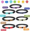 14 Pcs Lava Rock Chakra Stone Essential Oil Diffuser Bracelets Adjustable Yoga Bead Bracelet Set for Women Men Braided Rope Natural Meditation Colorfu