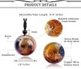 7 Chakra Natural Healing Necklace for Women Men Crystal Quarz Stone Pendant Necklace with Ammonite Resin