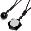 2 Pcs Natural Stone Bead Peadant Necklace for Men Women Obsidian/Tiger Eye Chakra Healing Necklace Adjustable