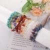 12Pcs Natural Gemstone Chakra Crystal Healing Chip Gemstone Stretch Bracelets Tumble Polished Align Chakras/Conquer Fear/Increase Communication Reiki