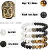 Pcs Chakra Lava Stone Bracelets for Men Women Stress Relief Natural Rock Stones Tiger Eye Bracelet Elastic Yoga Oils Diffuser Menditation Beads Bracel