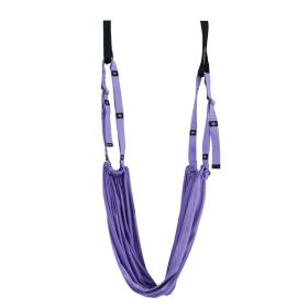 Adjustable Aerial Yoga Strap; Elastic Stretch Door Hanging Yoga Belts Hammock Swing Fitness Handstand Rope Training Device For Women (Color: PURPLE)