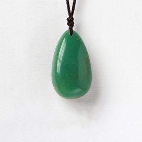 Natural Crystal Raw Stone Polished Teardrop Pendant Necklace (Color: Eastern Jade)