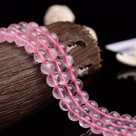 East China Sea Natural Crystal Raw Stone Polished Round Beads Handmade DIY Beaded Jewelry (Color: Pink, size: 8mm)