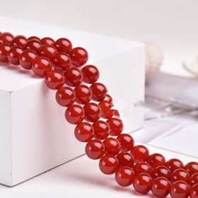 East China Sea Natural Crystal Raw Stone Polished Round Beads Handmade DIY Beaded Jewelry (Color: Red, size: 10mm)