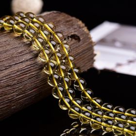 East China Sea Natural Crystal Raw Stone Polished Round Beads Handmade DIY Beaded Jewelry (Color: Yellow, size: 6mm)