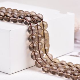 East China Sea Natural Crystal Raw Stone Polished Round Beads Handmade DIY Beaded Jewelry (Color: Tea color, size: 10mm)