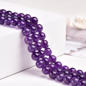 East China Sea Natural Crystal Raw Stone Polished Round Beads Handmade DIY Beaded Jewelry (Color: PURPLE, size: 8mm)