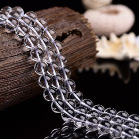 East China Sea Natural Crystal Raw Stone Polished Round Beads Handmade DIY Beaded Jewelry (Color: White, size: 10mm)