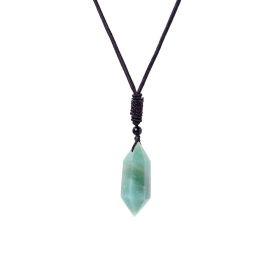 Raw Crystal Energy Stone Jewelry Pendant Necklace (Color: Dongling jade)