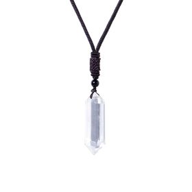 Raw Crystal Energy Stone Jewelry Pendant Necklace (Color: White Crystal)