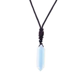Raw Crystal Energy Stone Jewelry Pendant Necklace (Color: Opal)