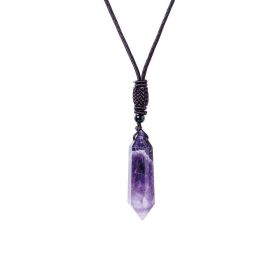 Raw Crystal Energy Stone Jewelry Pendant Necklace (Color: Dream purple)