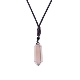 Raw Crystal Energy Stone Jewelry Pendant Necklace (Color: Tea crystal)