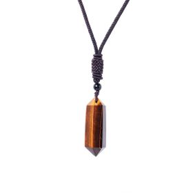Raw Crystal Energy Stone Jewelry Pendant Necklace (Color: Tigers Eye)