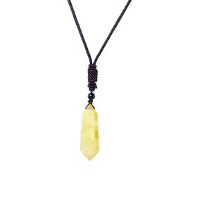 Raw Crystal Energy Stone Jewelry Pendant Necklace (Color: Citrine)