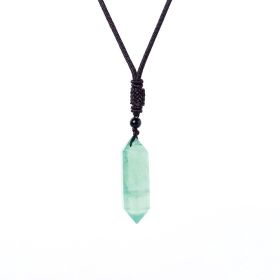 Raw Crystal Energy Stone Jewelry Pendant Necklace (Color: Green fluorite)
