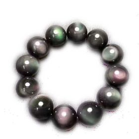 Natural Crystal Energy Raw Stone Polishing (Color: Obsidian rainbow eye bracelet, size: 10mm)