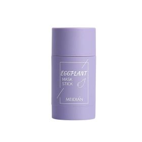 Green Tea Cleansing Solid Mask Purifying Clay Stick Mask Oil Control Anti-Acne Eggplant Skin Care Whitening Care Face TSLM1 (Color: PURPLE)