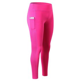 High Waist Yoga Pants with Pockets, Tummy Control Workout Running Yoga Leggings for Women (Color: ROse, size: M)